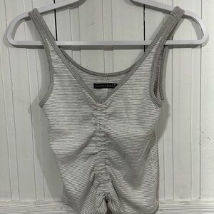 ABERCROMBIE Gray Striped Women's Top